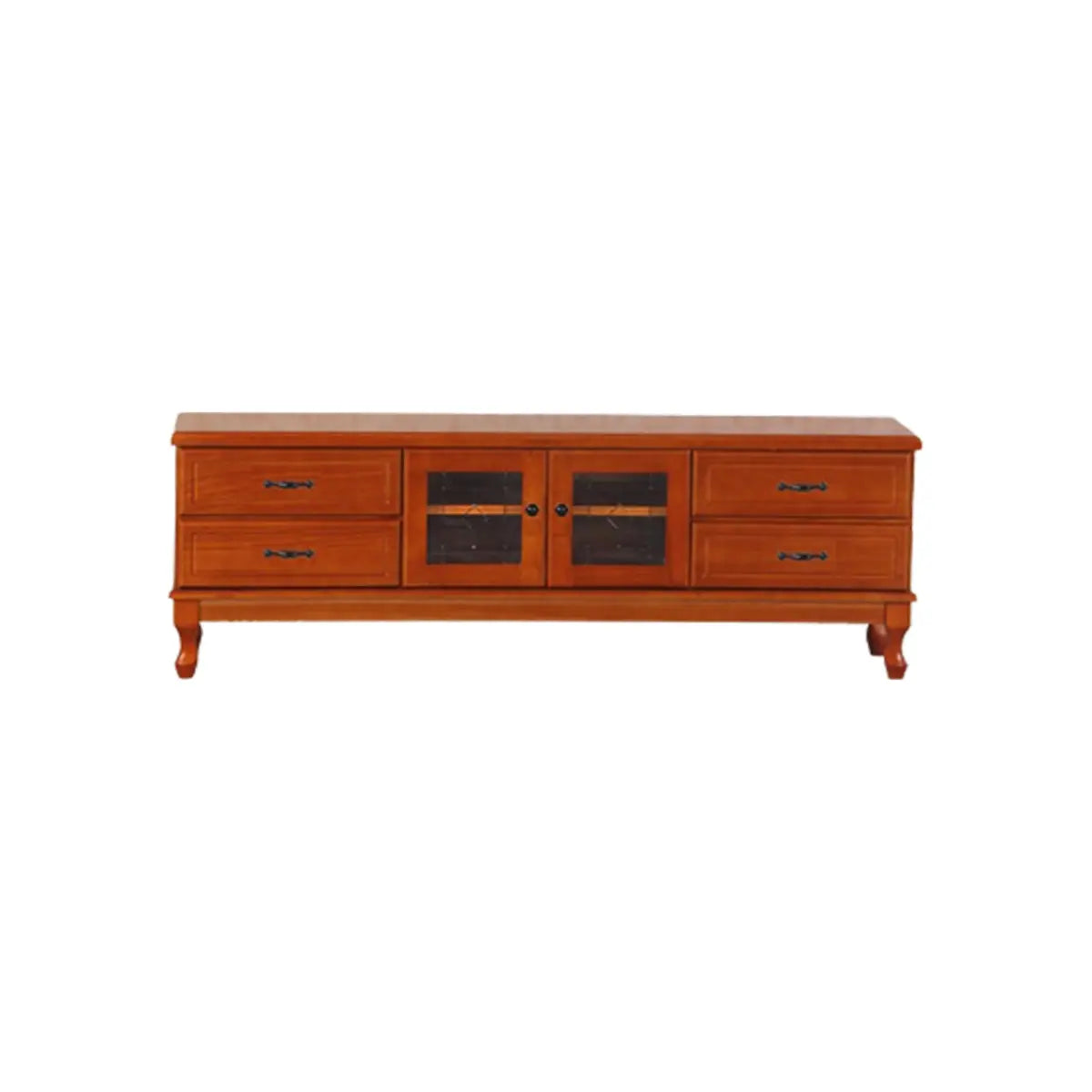 French Country Matte White Wood Rectangle Wood TV Stand Image - 10