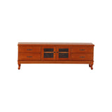 French Country Matte White Wood Rectangle Wood TV Stand Image - 10