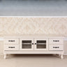 French Country Matte White Wood Rectangle Wood TV Stand Image - 3