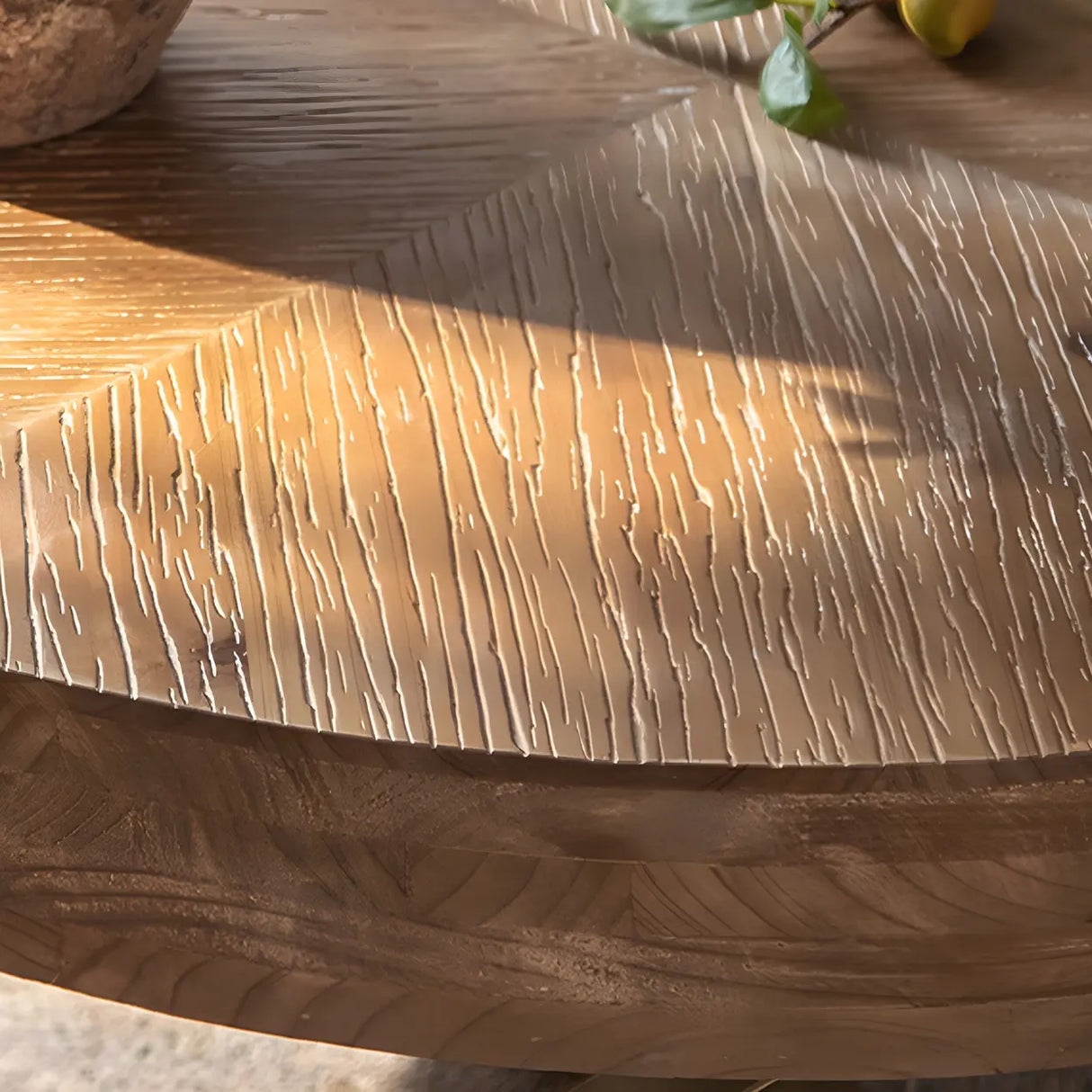 French Country Natural Finish Wooden Coffee Table Image - 6