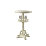 French Country Small Round Wooden Bar Table with Shelf Image - 4