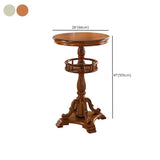 French Country Small Round Wooden Bar Table with Shelf #size