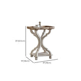 French Country Vintage White Carved Base Wood Side Table #size