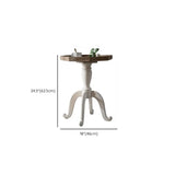 French Country Vintage White Carved Base Wood Side Table Image - 13