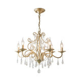 French Crystal Teardrop Candlestick Champagne Chandelier Image - 3
