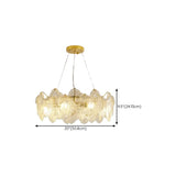 French Luxury Leaf Gold Glass Pendant Living Room Chandelier #size