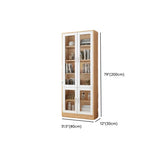 French Style Glass Doors Closed Back Wood Tall Bookcase #size