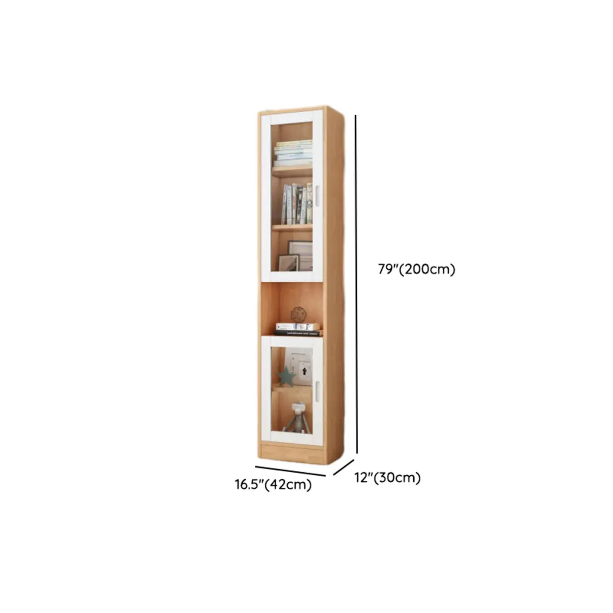 French Style Glass Doors Closed Back Wood Tall Bookcase Image - 21