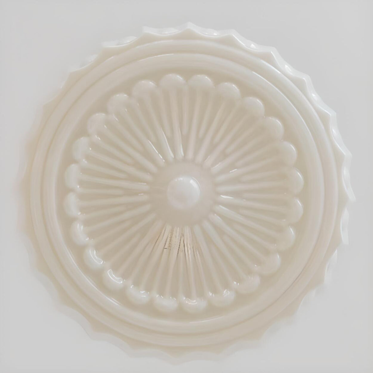 French Vintage White Glass Ceramic Cylinder Chandelier Image - 8