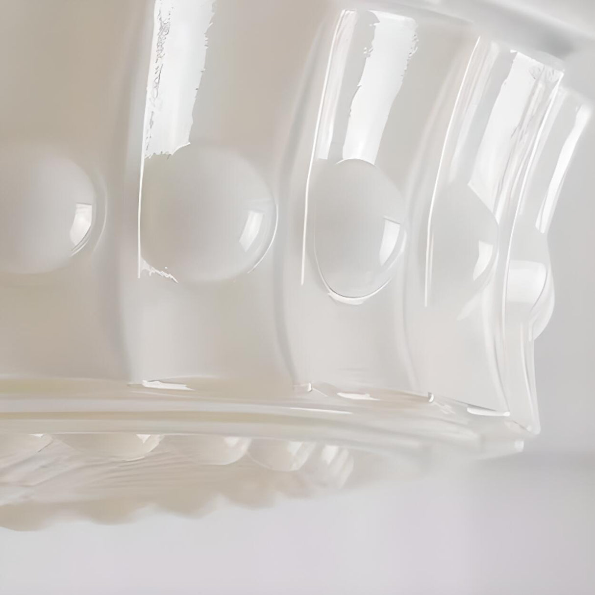 French Vintage White Glass Ceramic Cylinder Chandelier Image - 9