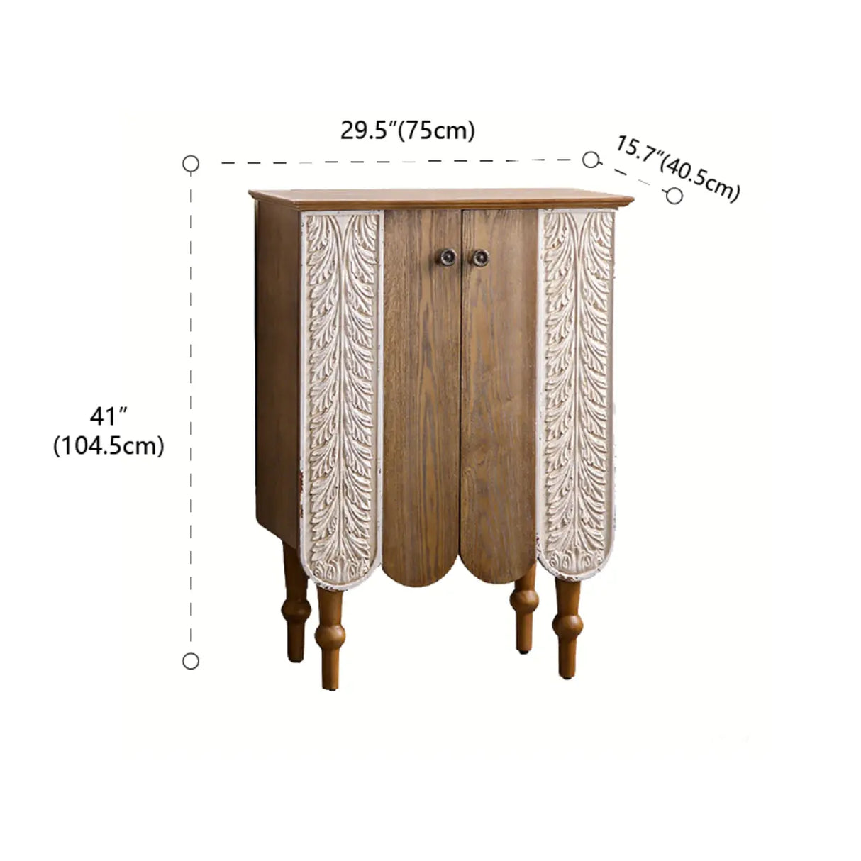 French Vintage Wood Embossed Entryway Console Table with Storage Image - 8