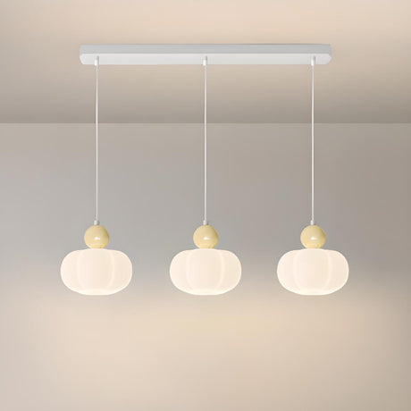 Fresh 3-Light White Pumpkin Island Pendant Light Image - 1