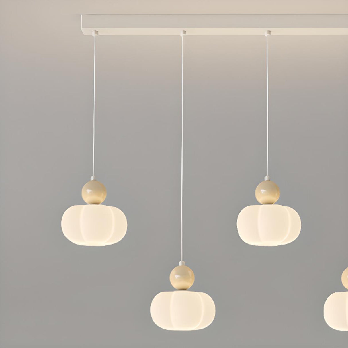 Fresh 3-Light White Pumpkin Island Pendant Light Image - 10