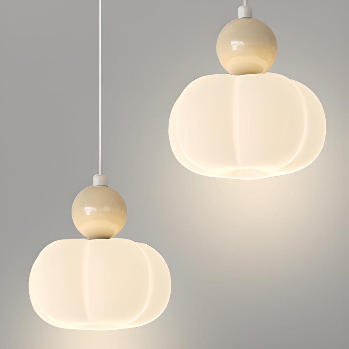 Fresh 3-Light White Pumpkin Island Pendant Light Image - 11