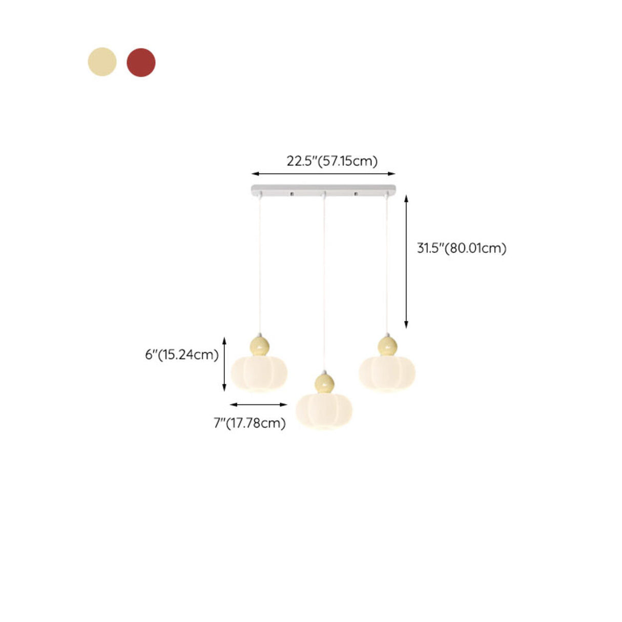 Fresh 3-Light White Pumpkin Island Pendant Light 