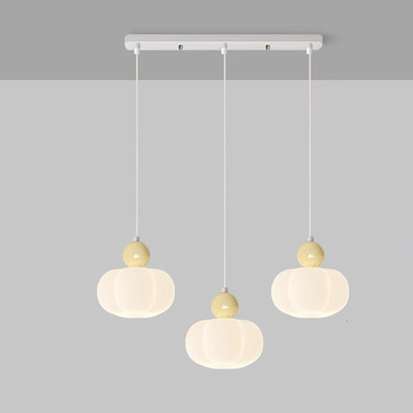Fresh 3-Light White Pumpkin Island Pendant Light Image - 2