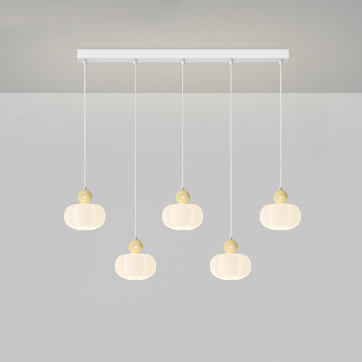 Fresh 3-Light White Pumpkin Island Pendant Light Image - 3