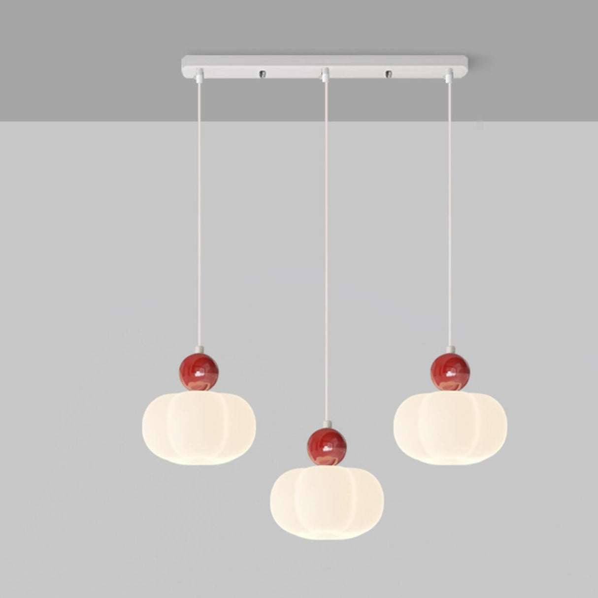 Fresh 3-Light White Pumpkin Island Pendant Light Image - 5