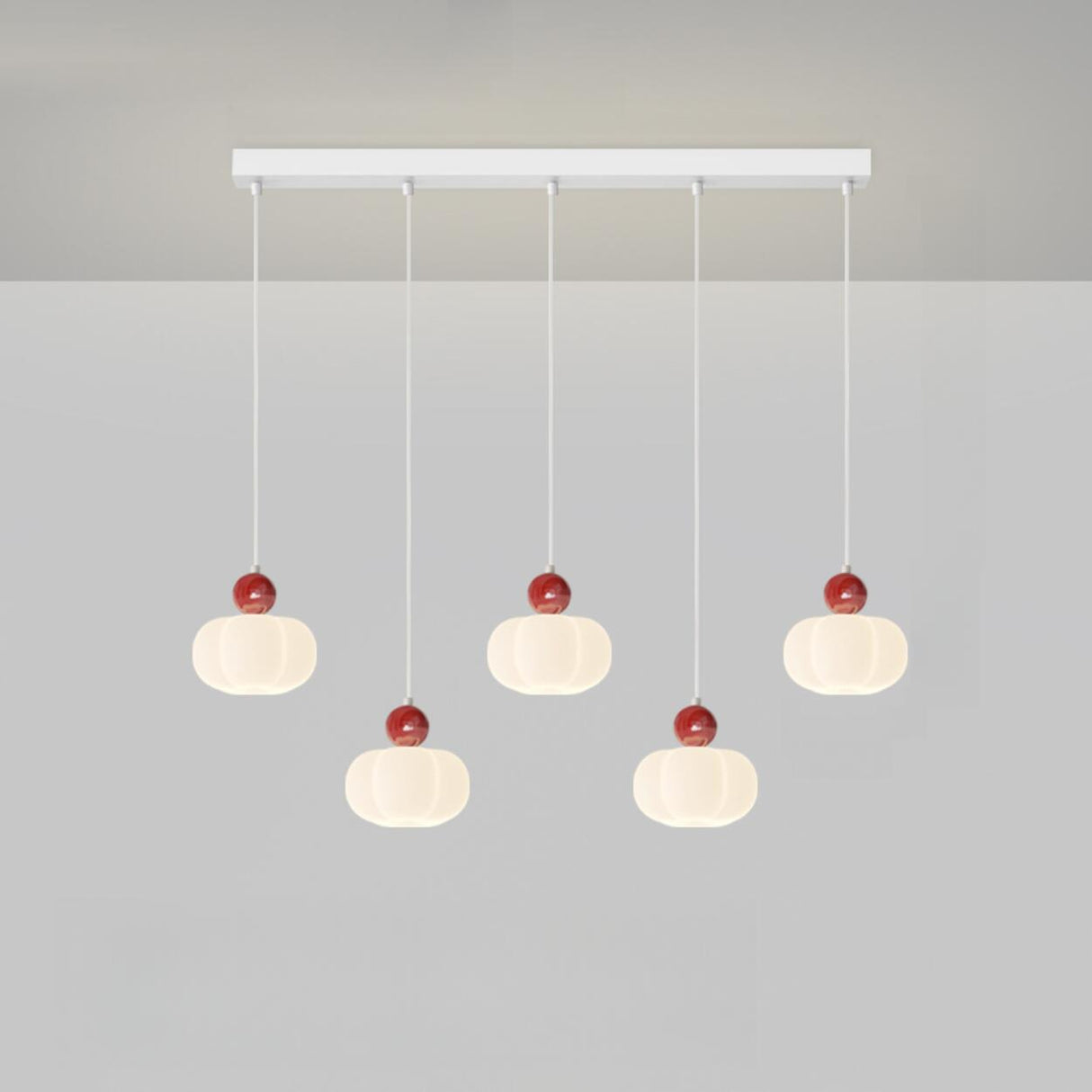 Fresh 3-Light White Pumpkin Island Pendant Light Image - 7