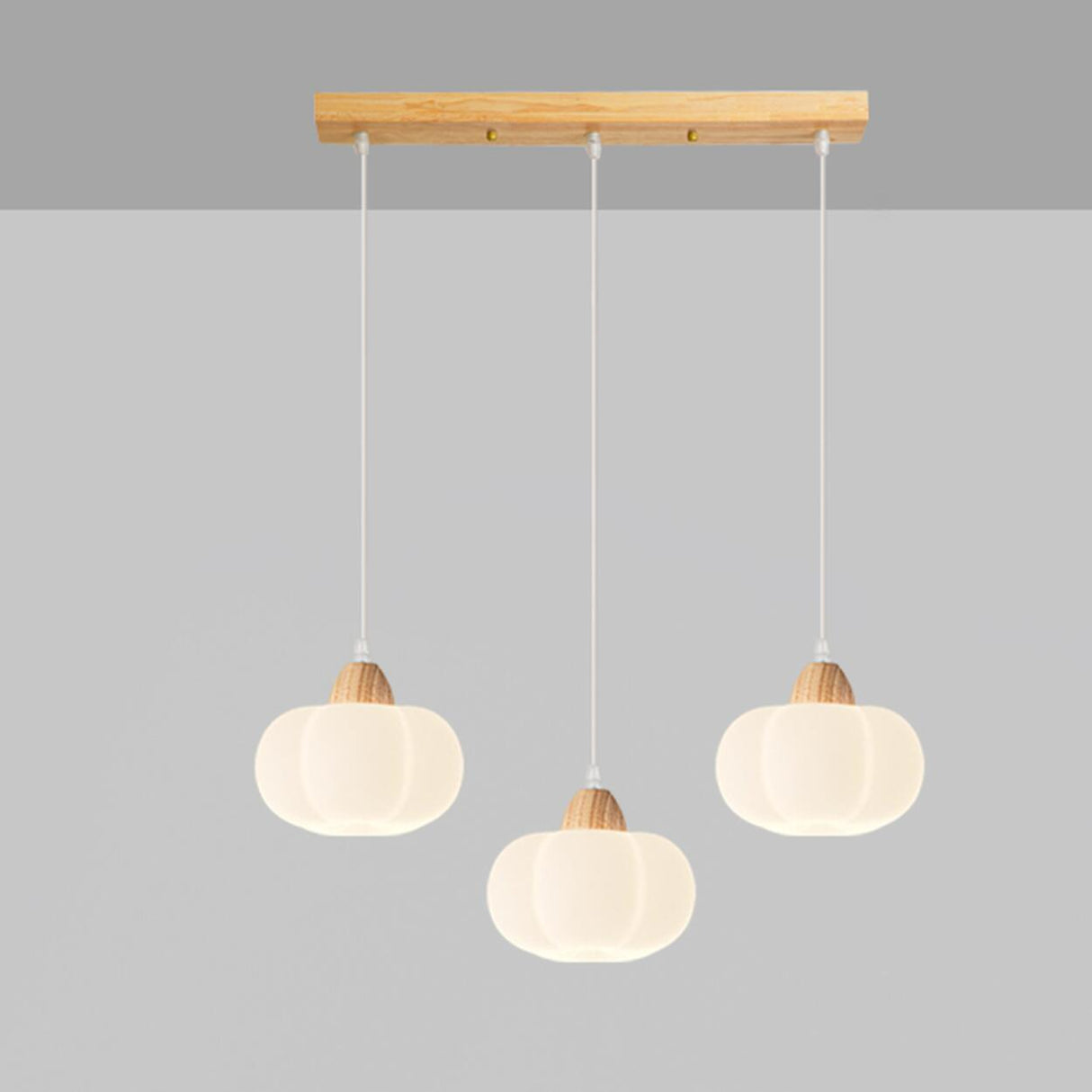 Fresh 3-Light White Pumpkin Island Pendant Light Image - 9