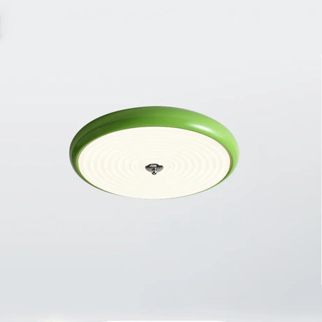Fresh Green Round Glass LED Flush Mount Ceiling Light Image - 1