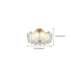 Frosted Feather Drum Crystal Semi-Flush Mount Light #size