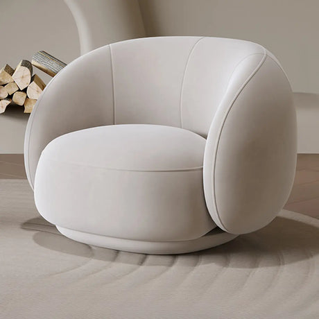 Frosted Velvet Curved Back Wood Frame Accent Chair Image - 2