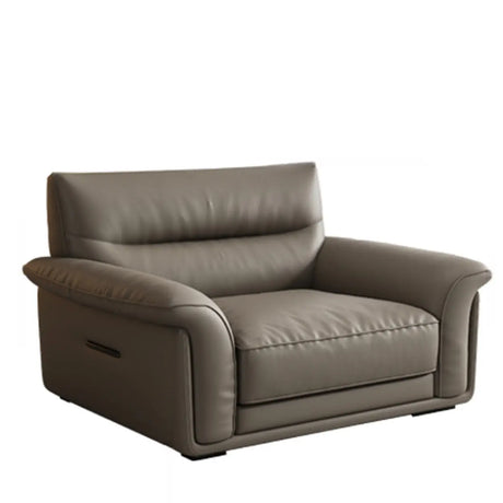 Full Grain Cow Leather Wood Frame Sofa with Arms Image - 2