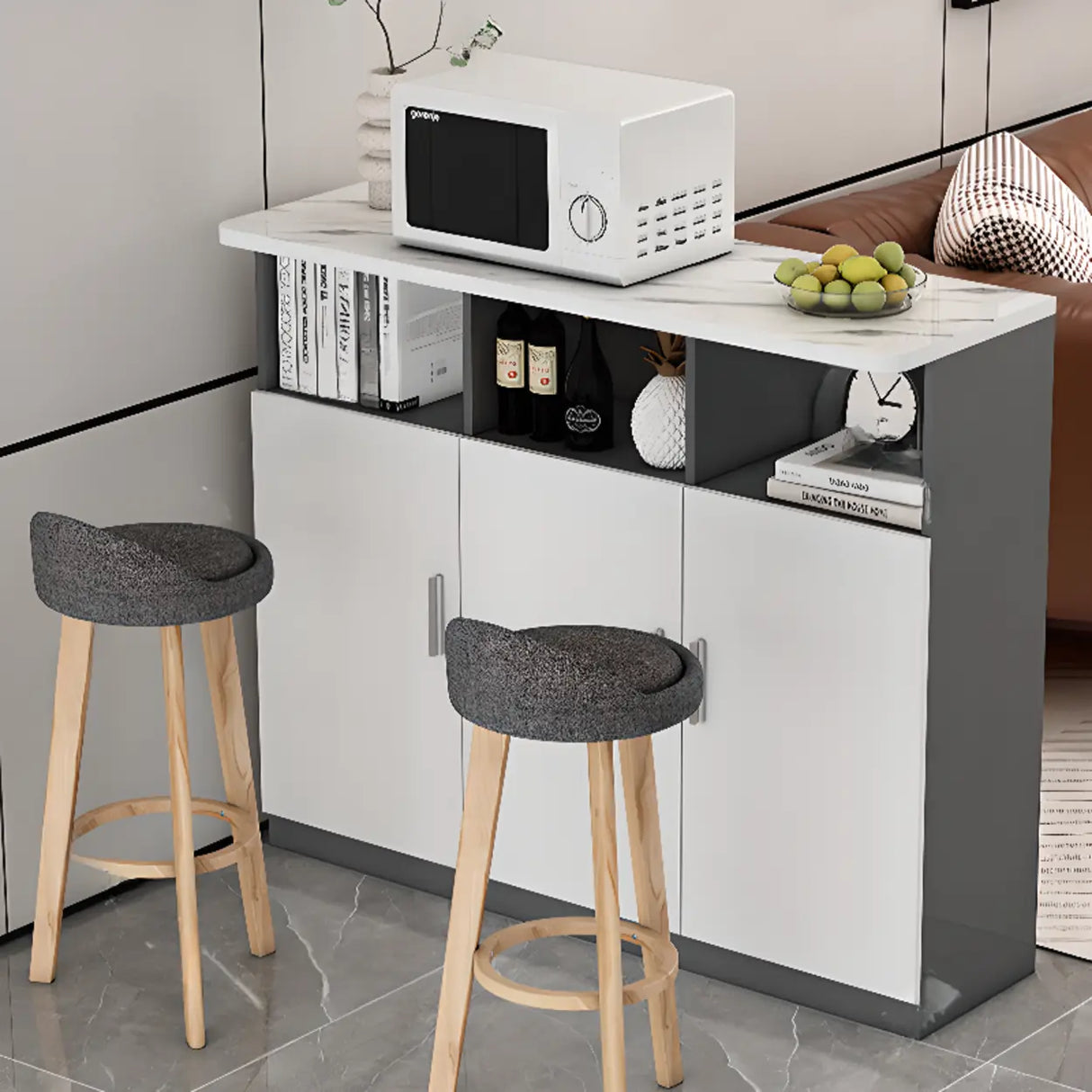 Functional Storage Console Table with Cabinets and Shelves Image - 1