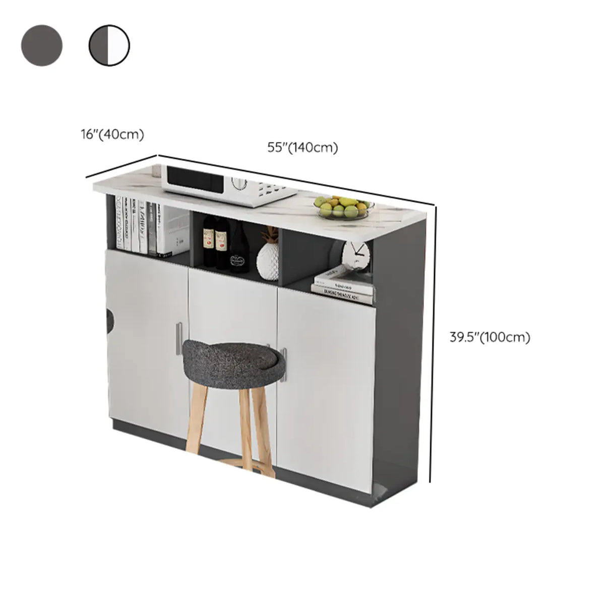 Functional Storage Console Table with Cabinets and Shelves Image - 15
