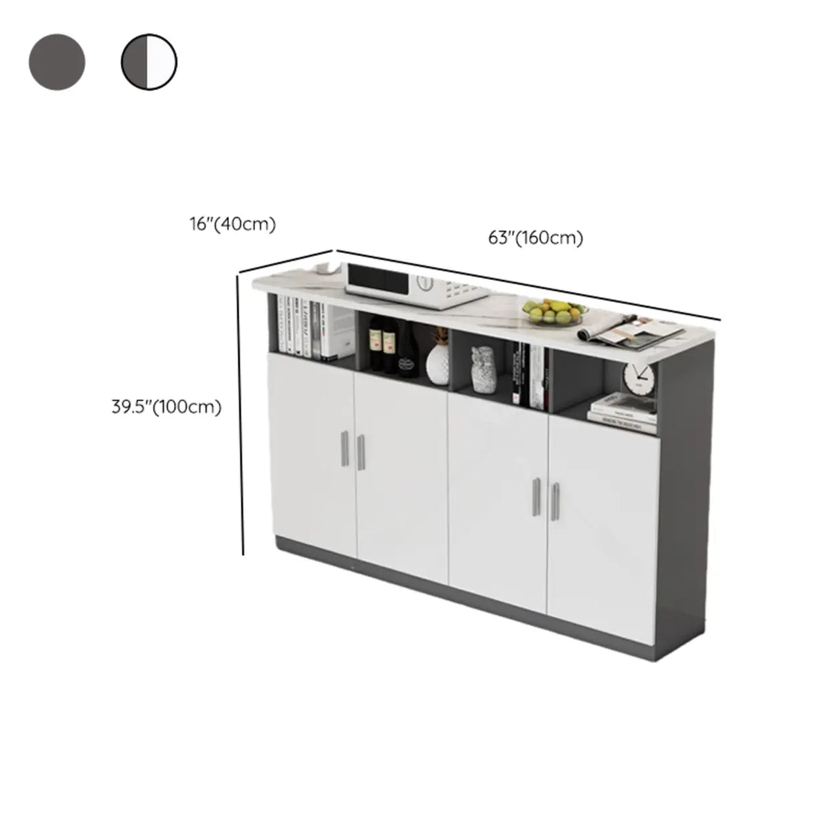 Functional Storage Console Table with Cabinets and Shelves Image - 16