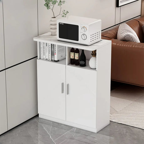 Functional Storage Console Table with Cabinets and Shelves Image - 2