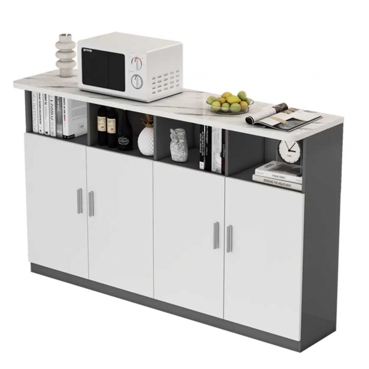 Functional Storage Console Table with Cabinets and Shelves Image - 6