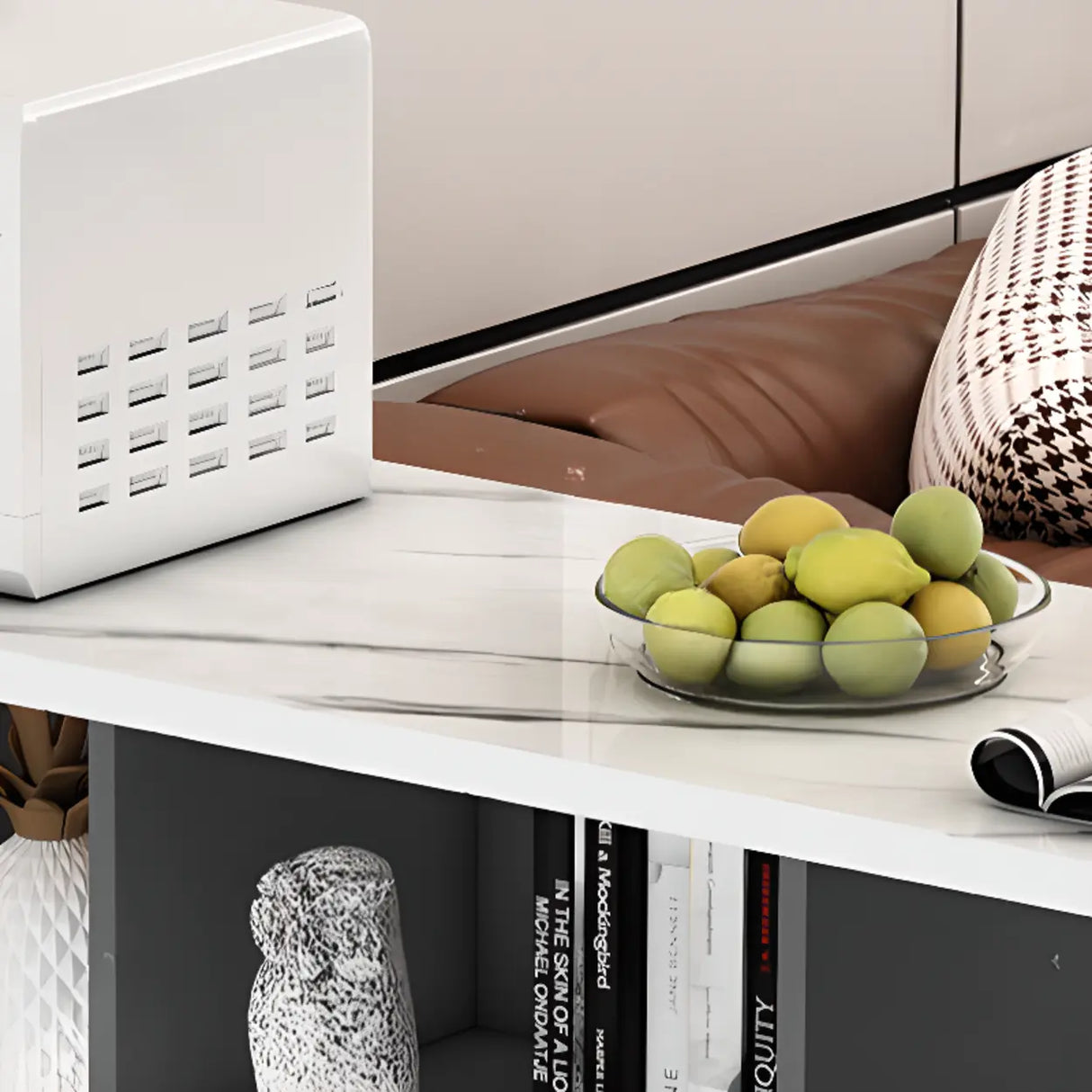 Functional Storage Console Table with Cabinets and Shelves Image - 8
