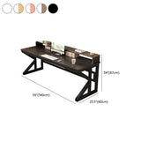 Functional White Wood Rectangle Double Computer Desk Image - 30