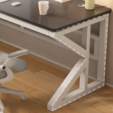 Functional White Wood Rectangle Double Computer Desk Image - 8