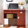 Functional Wood Keyboard Tray Drawers Computer Desk Image - 4