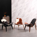 Genuine Leather Print Fixed Back Four Legs Side Chair Image - 1