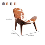 Genuine Leather Print Fixed Back Four Legs Side Chair #size