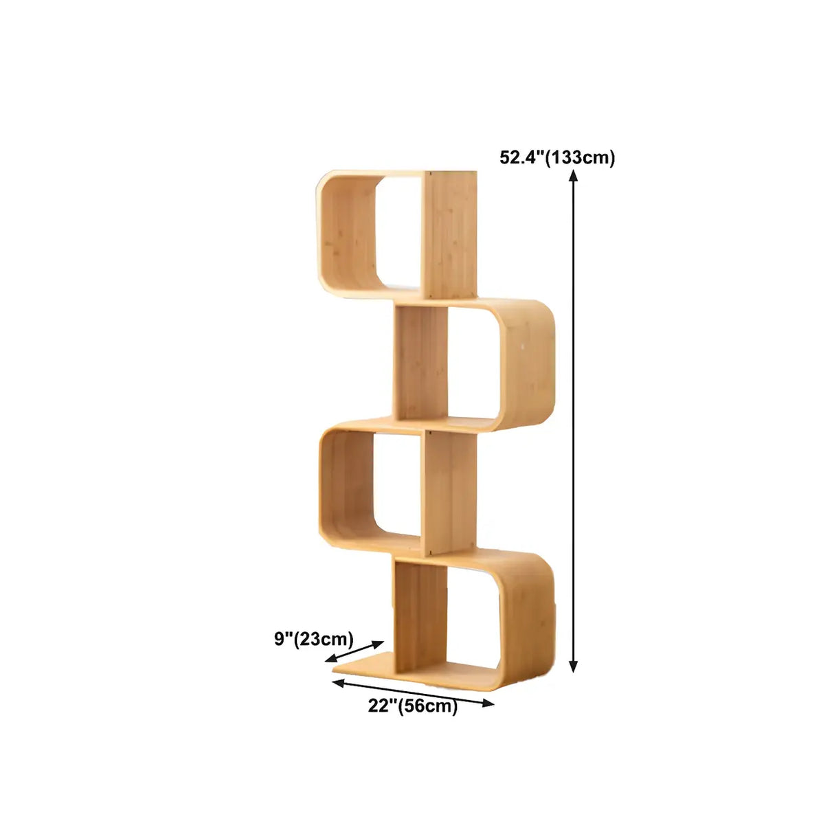 Geometric Bamboo Open Back Storage Bookcase Natural Image - 16