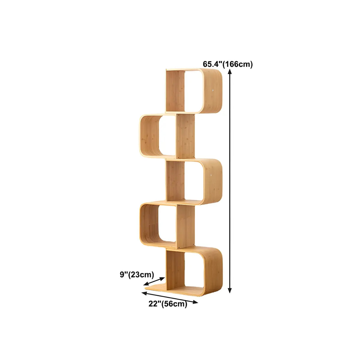 Geometric Bamboo Open Back Storage Bookcase Natural Image - 17