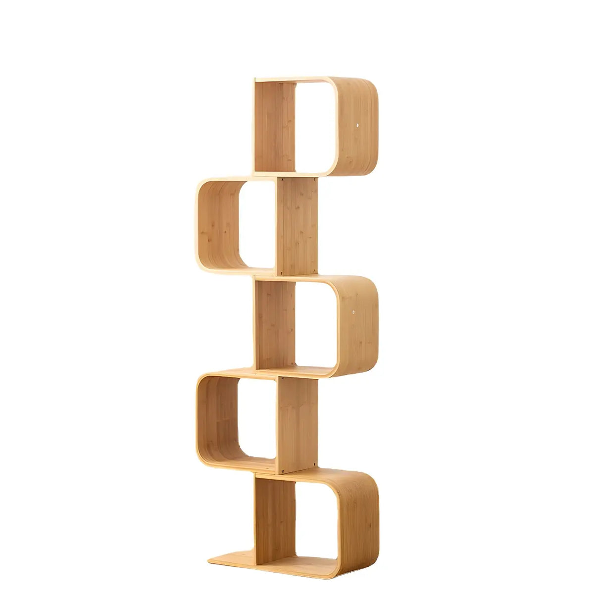 Geometric Bamboo Open Back Storage Bookcase Natural Image - 9