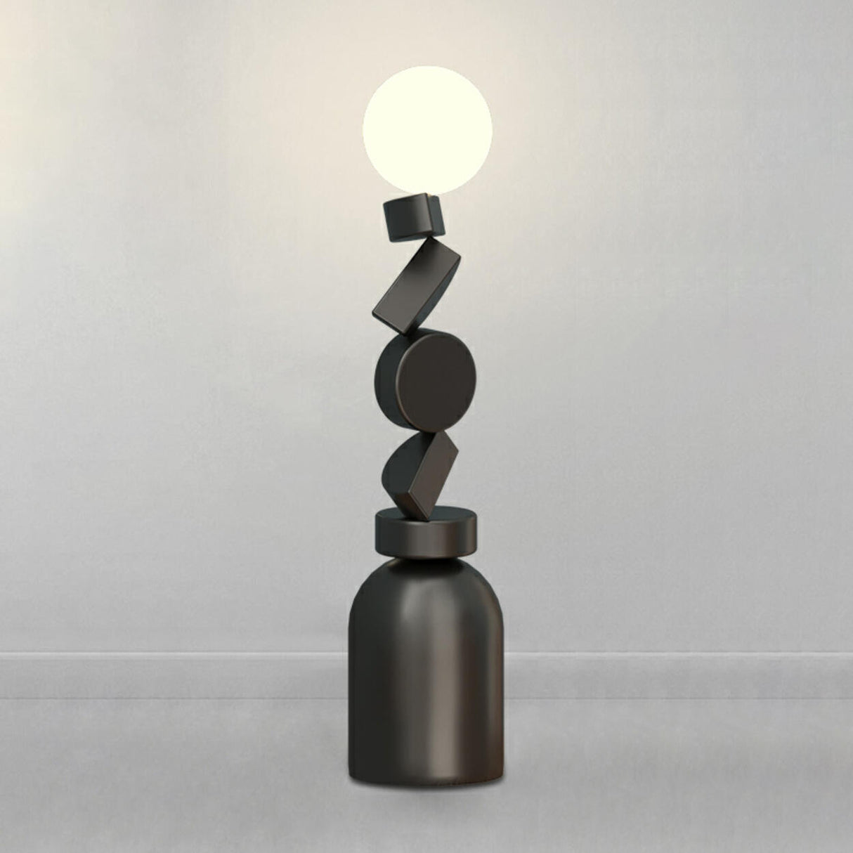 Geometric Block Stacked Modern Sculptural Floor Lamp Image - 3