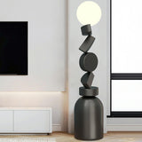 Geometric Block Stacked Modern Sculptural Floor Lamp Image - 4