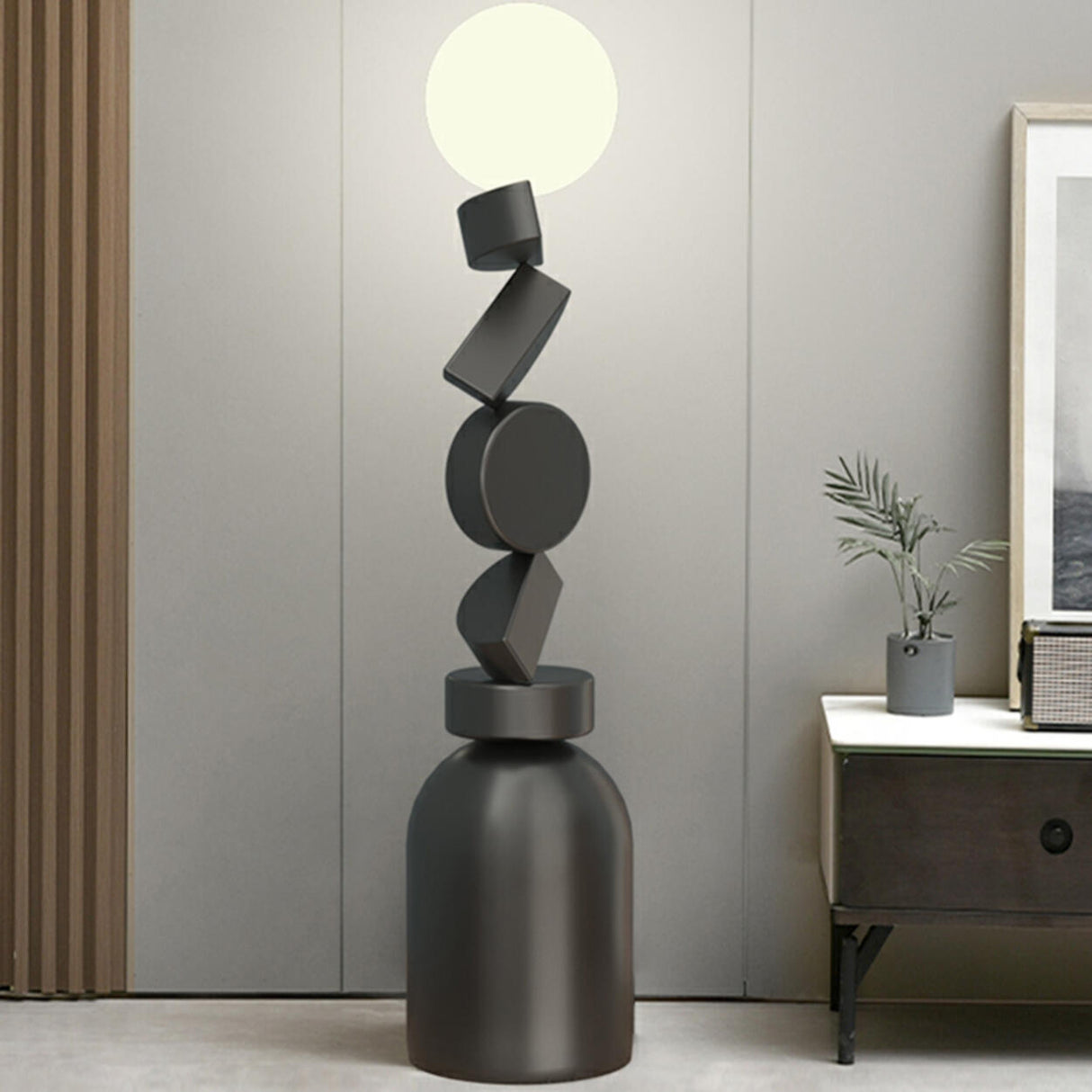 Geometric Block Stacked Modern Sculptural Floor Lamp Image - 5