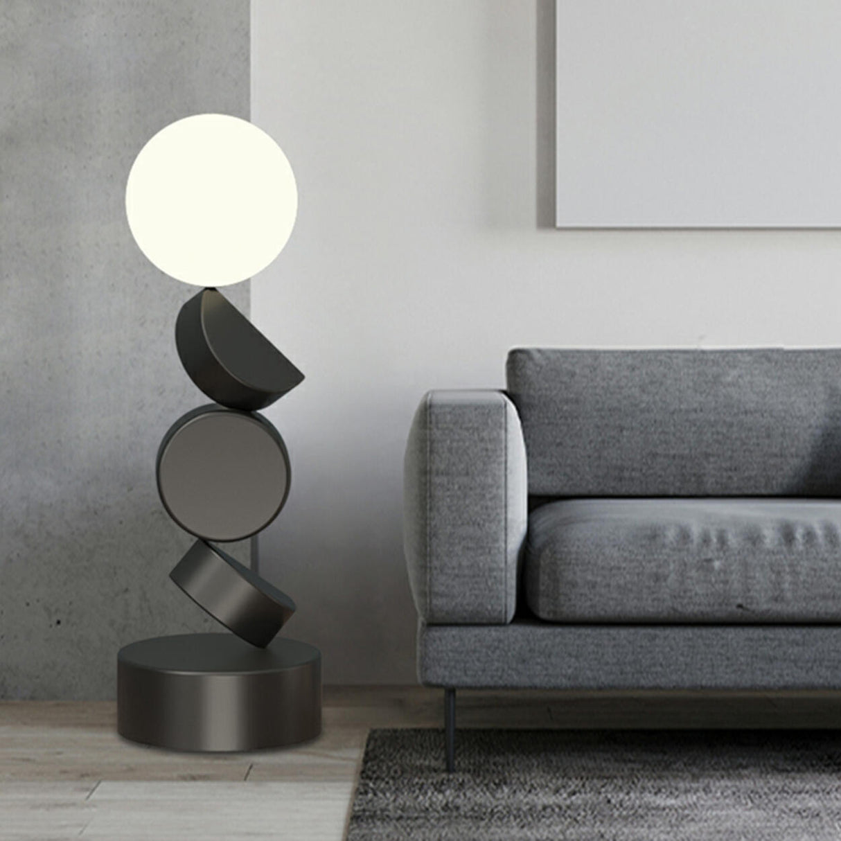 Geometric Block Stacked Modern Sculptural Floor Lamp Image - 6