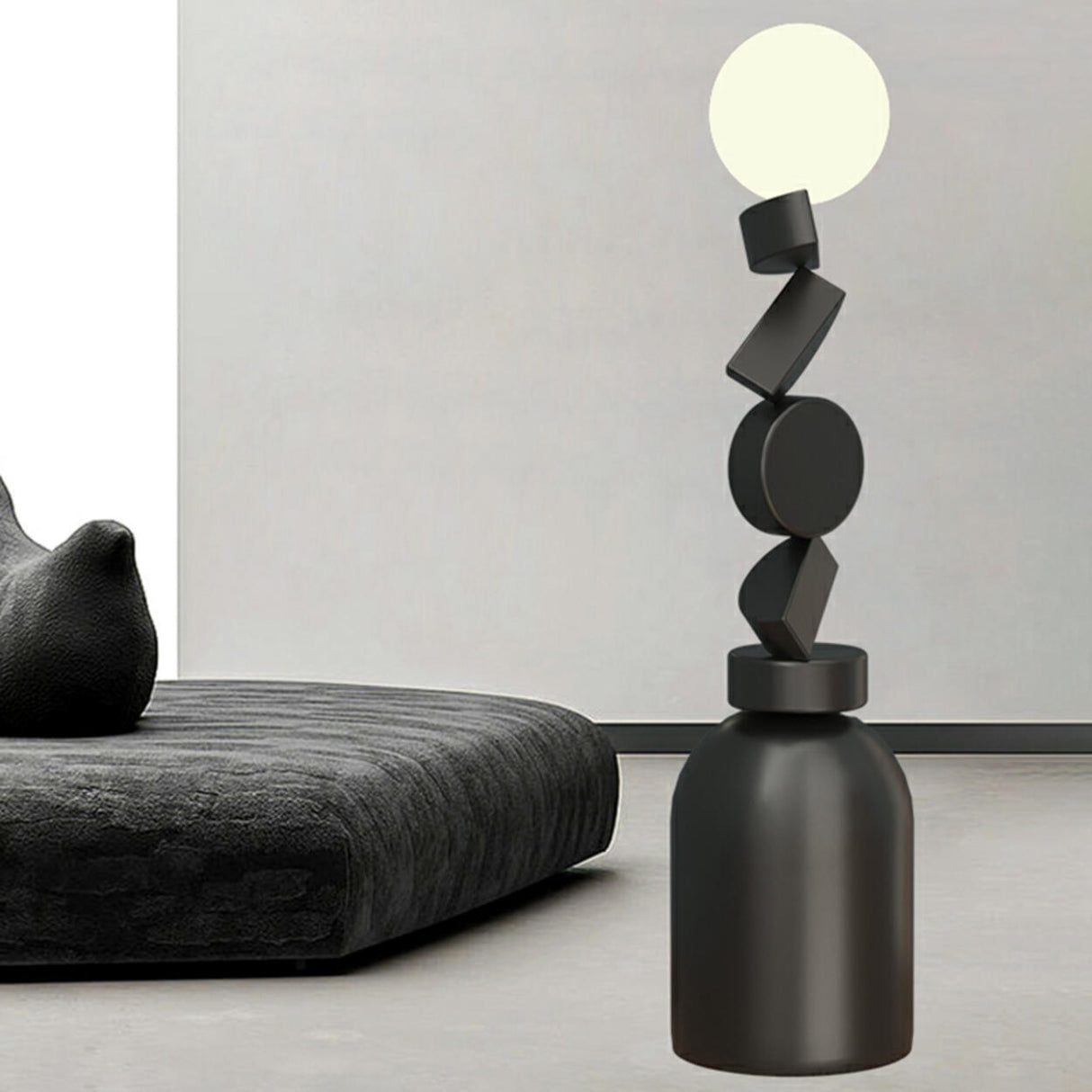 Geometric Block Stacked Modern Sculptural Floor Lamp Image - 7