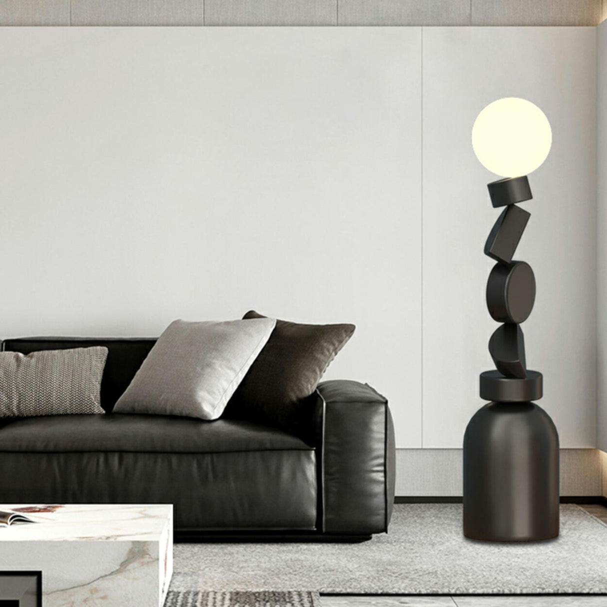 Geometric Block Stacked Modern Sculptural Floor Lamp Image - 8