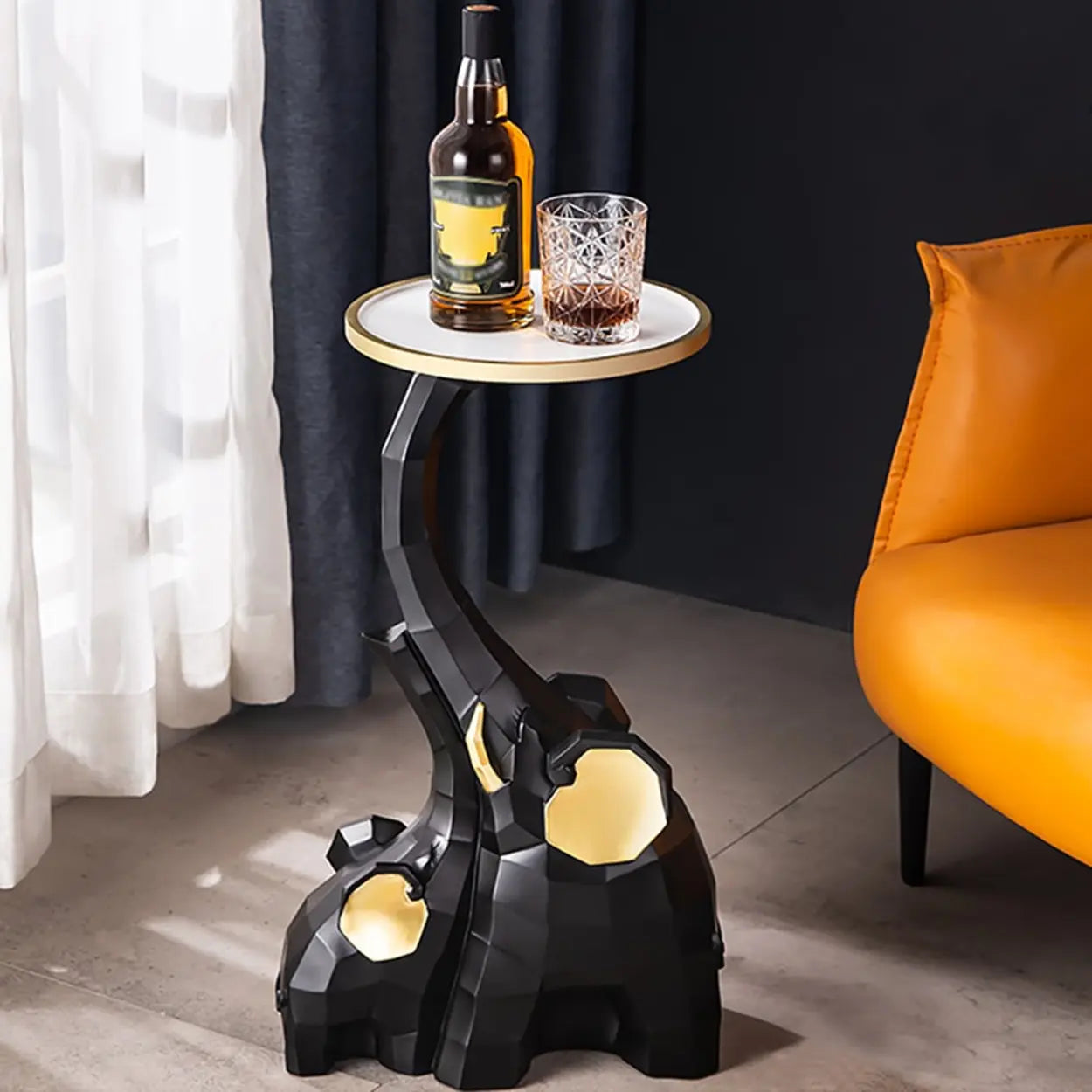 Geometric Elephant Sculptural End Table Image - 2