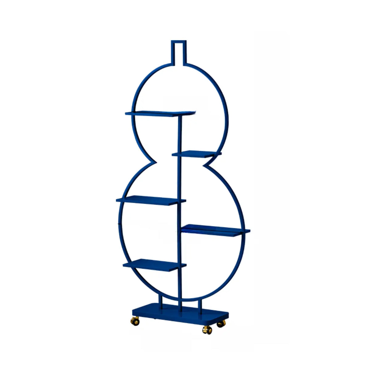 Geometric Floor Metal Gourd Rolling Plant Stand Blue Image - 11